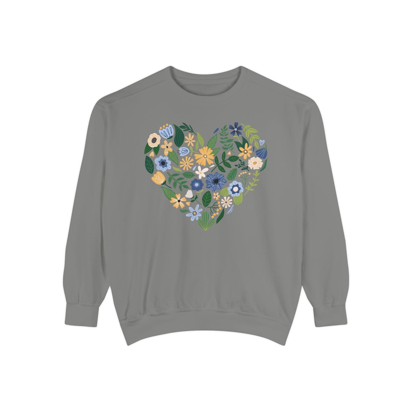 Blue Flowers Heart - Comfort Colors Sweatshirt
