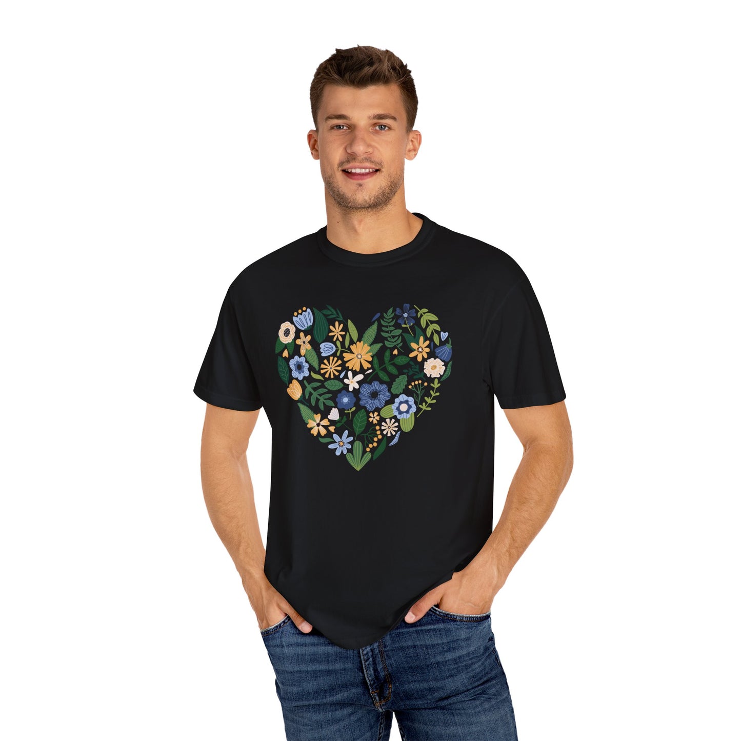 Blue Flowers Heart - Comfort Colors Shirt
