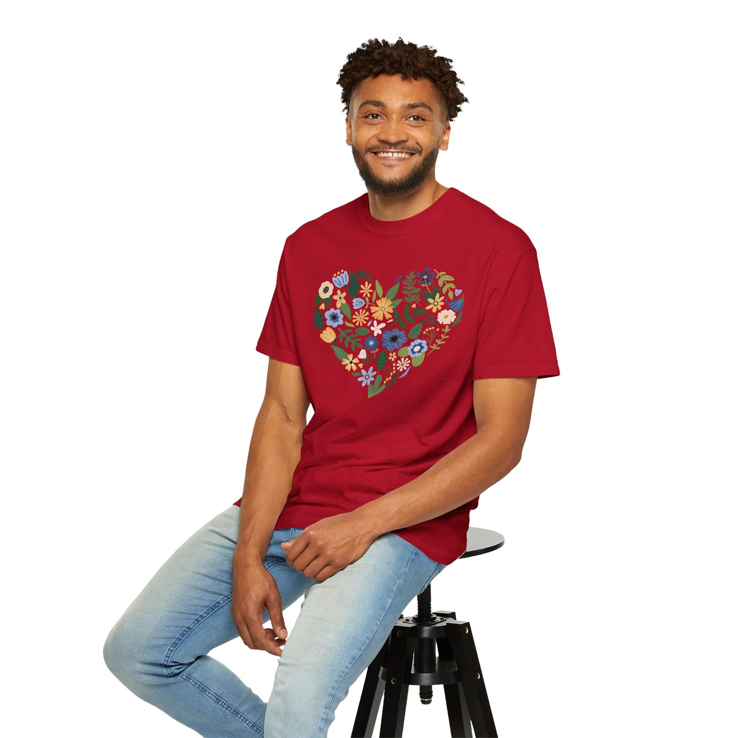 Blue Flowers Heart - Comfort Colors Shirt