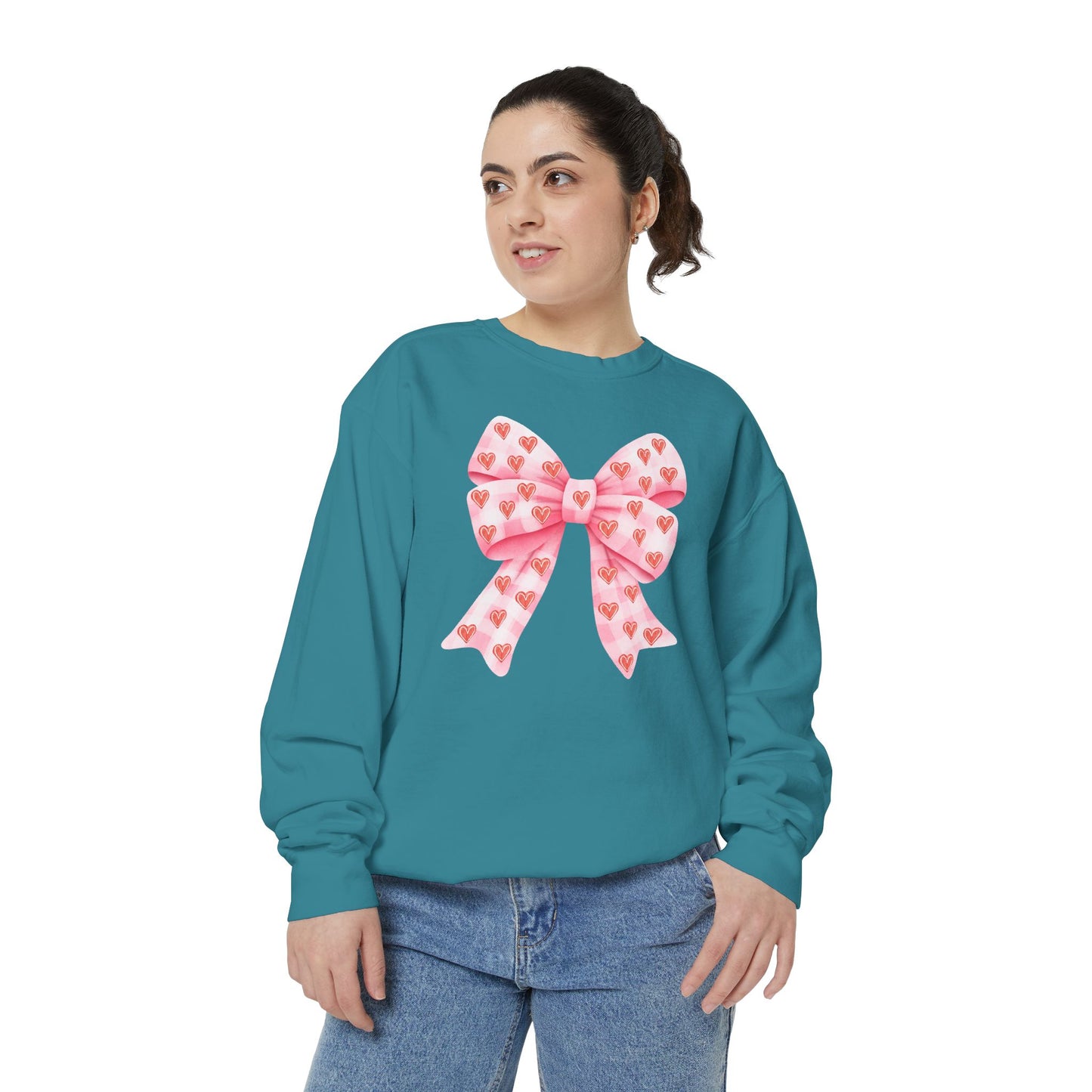 Pink Bow & Hearts - Comfort Colors Sweatshirt