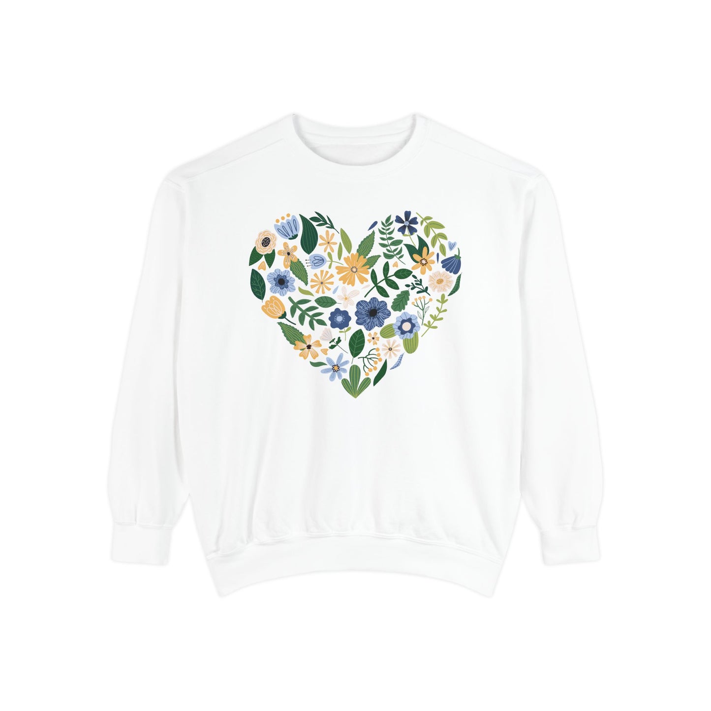 Blue Flowers Heart - Comfort Colors Sweatshirt