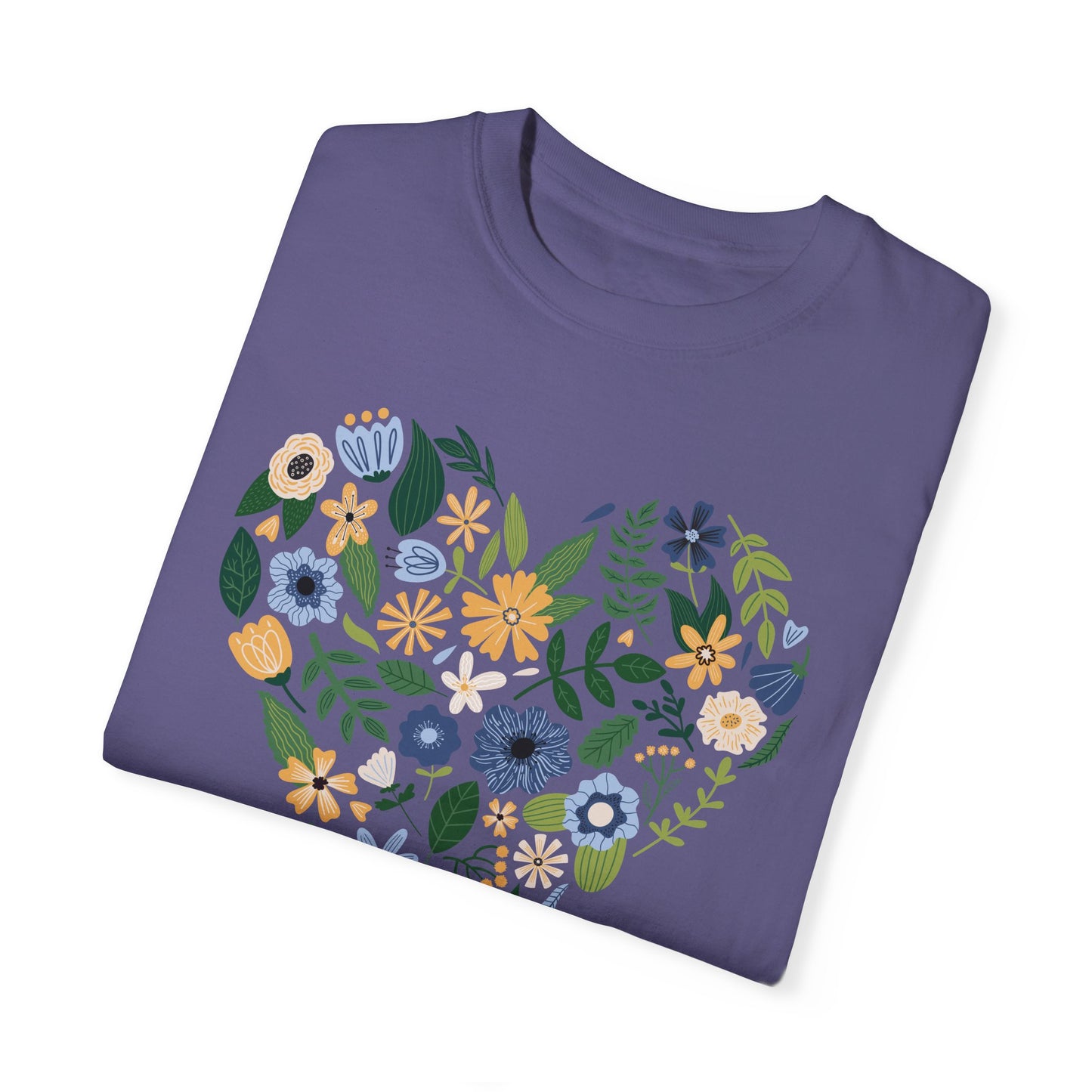 Blue Flowers Heart - Comfort Colors Shirt
