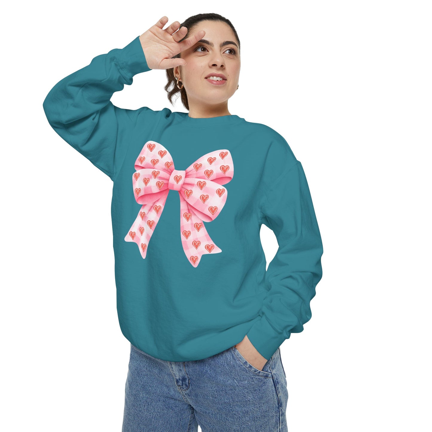 Pink Bow & Hearts - Comfort Colors Sweatshirt