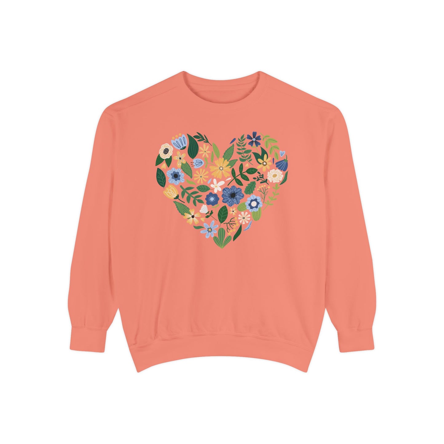 Blue Flowers Heart - Comfort Colors Sweatshirt