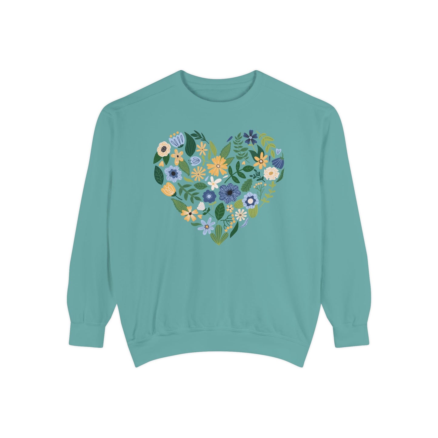 Blue Flowers Heart - Comfort Colors Sweatshirt