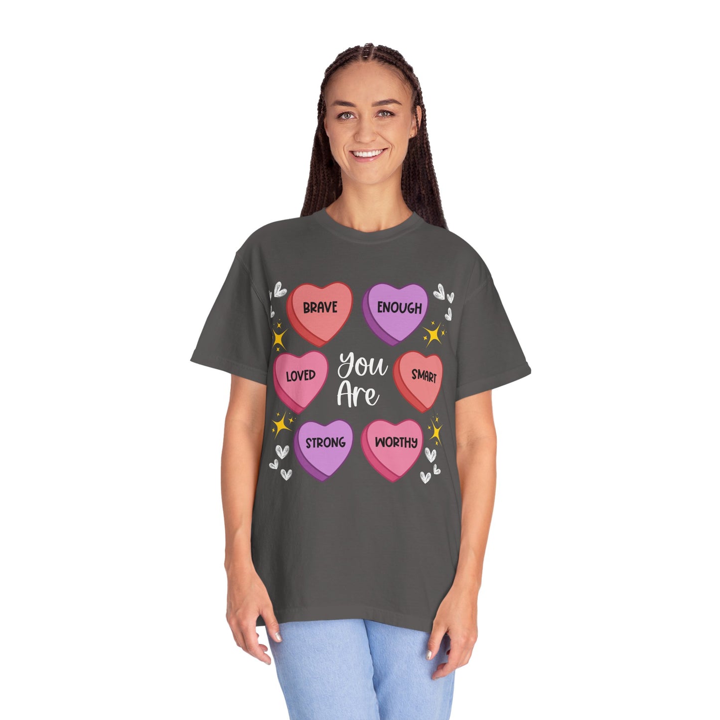 Candy Heart Affirmations - Comfort Colors Shirt