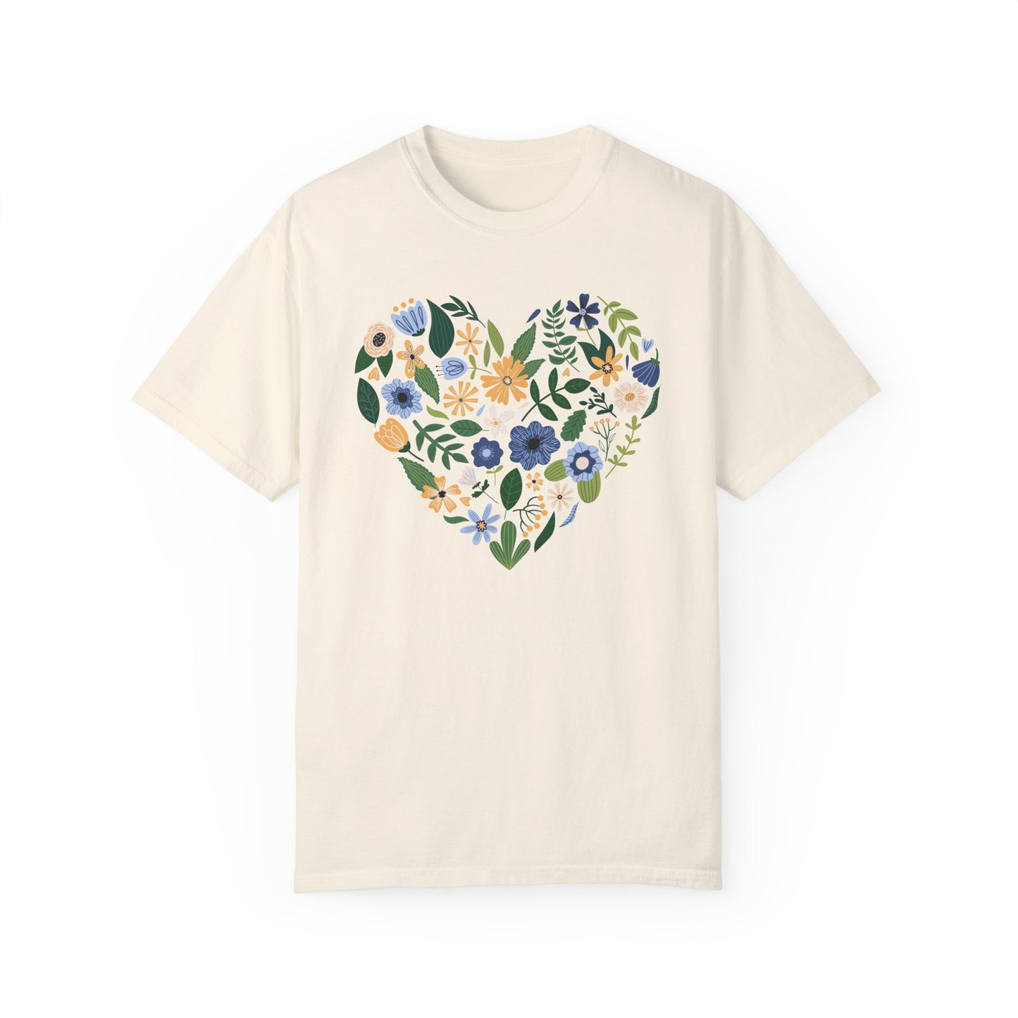 Blue Flowers Heart - Comfort Colors Shirt