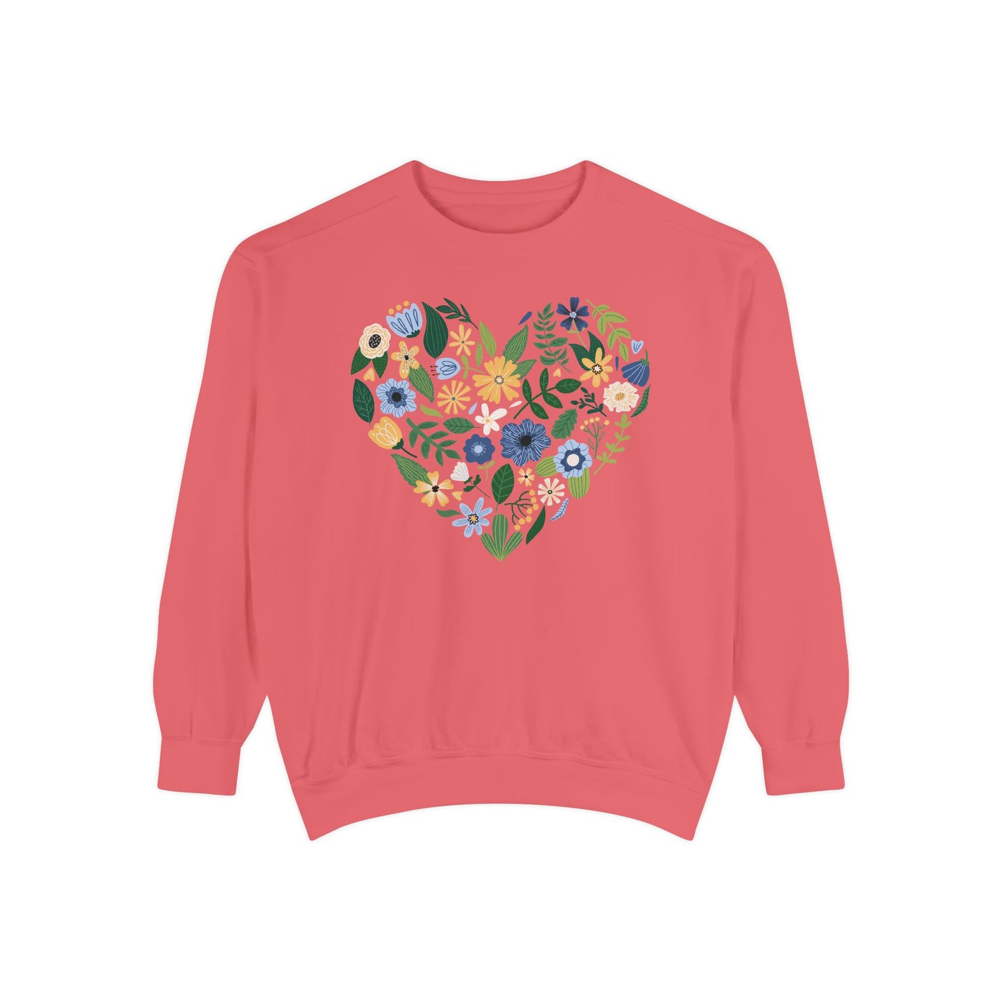 Blue Flowers Heart - Comfort Colors Sweatshirt