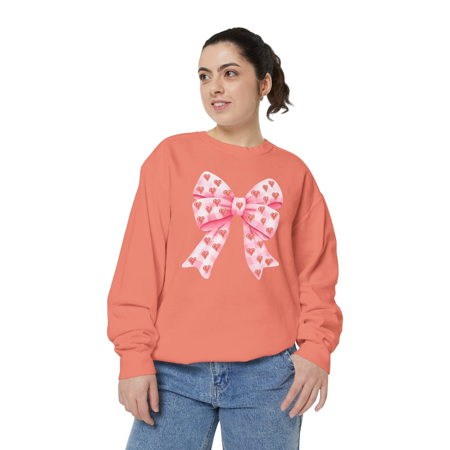 Pink Bow & Hearts - Comfort Colors Sweatshirt