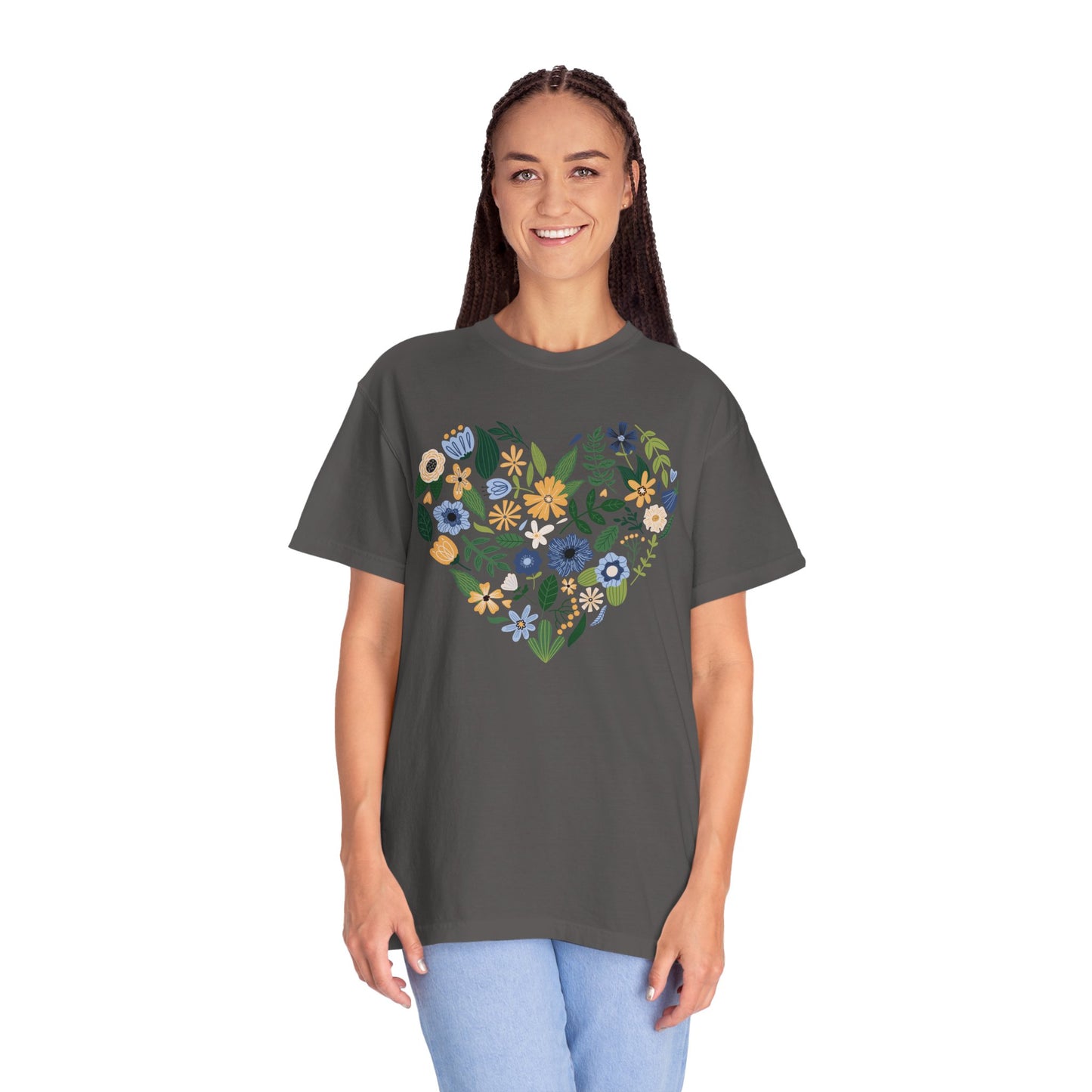 Blue Flowers Heart - Comfort Colors Shirt