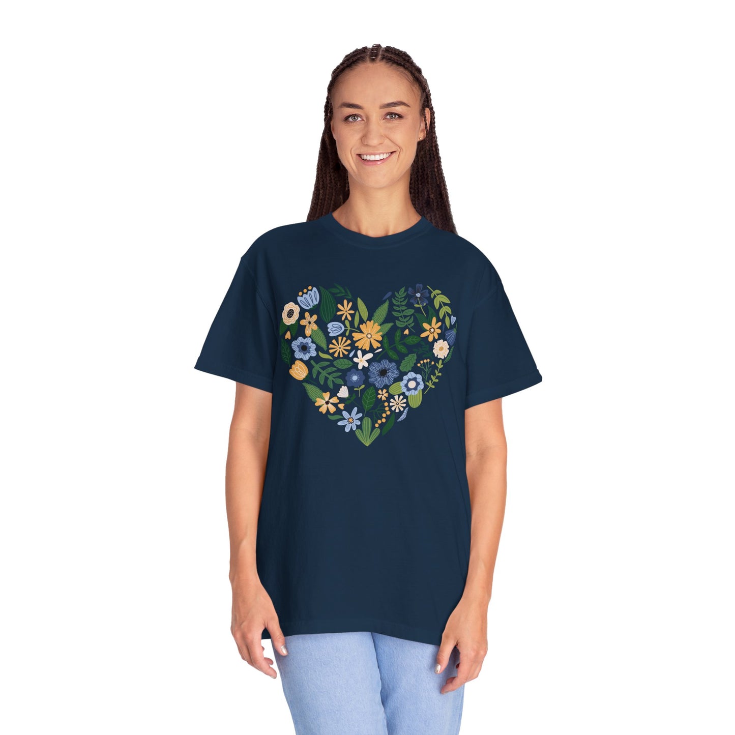 Blue Flowers Heart - Comfort Colors Shirt