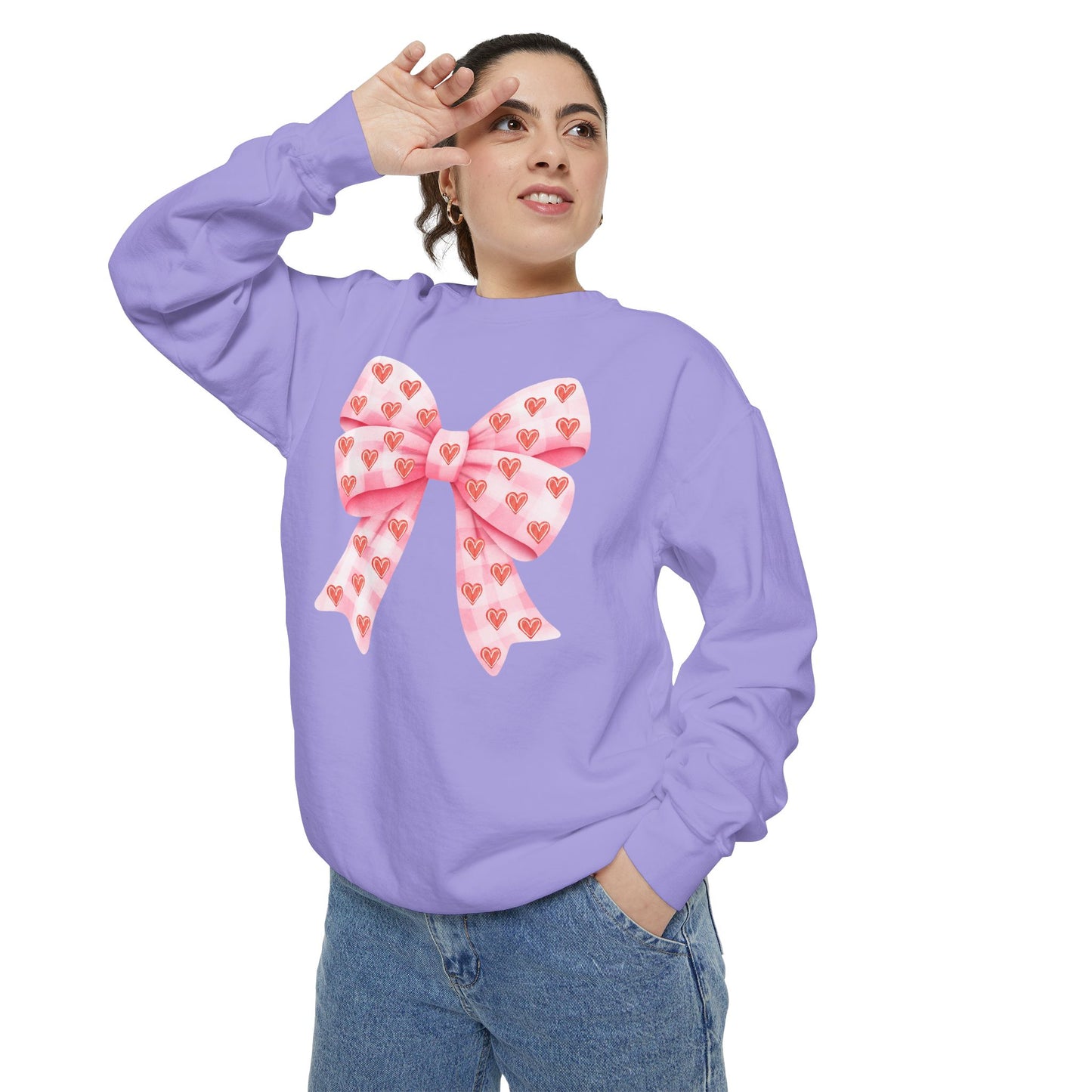 Pink Bow & Hearts - Comfort Colors Sweatshirt