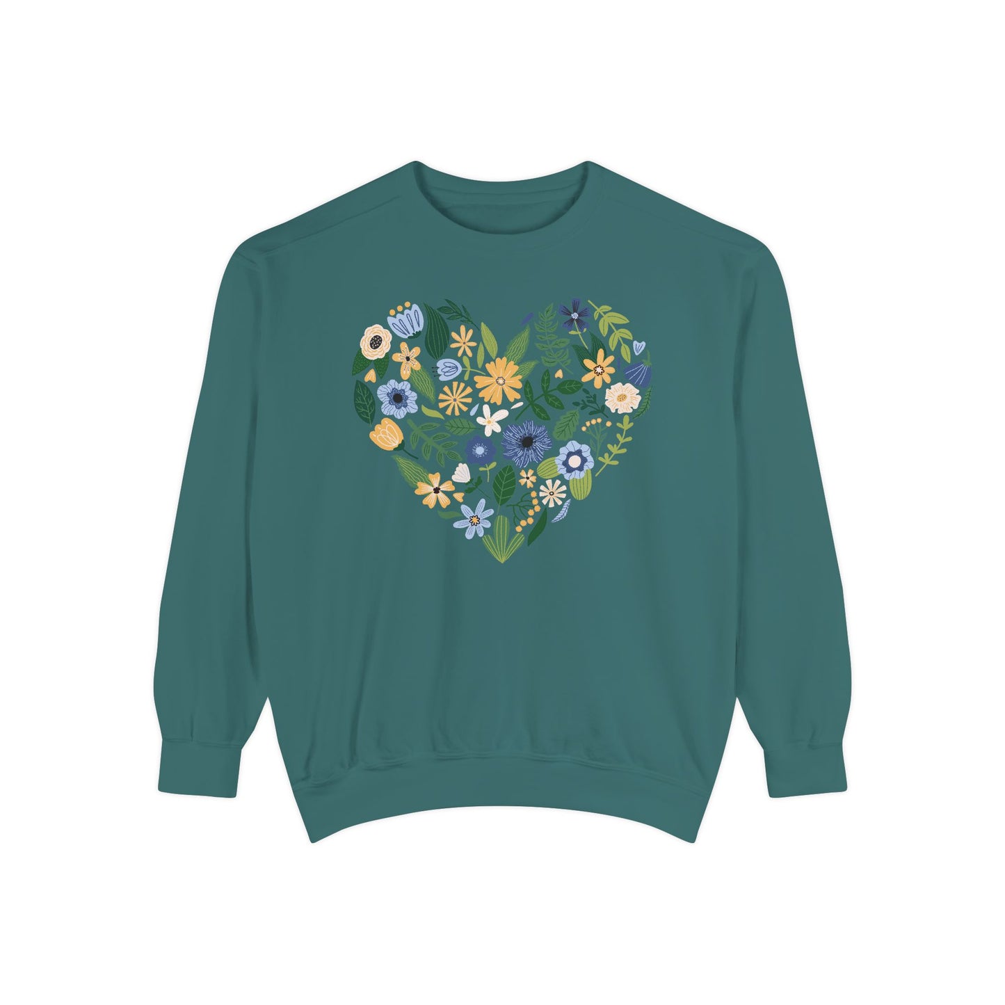 Blue Flowers Heart - Comfort Colors Sweatshirt