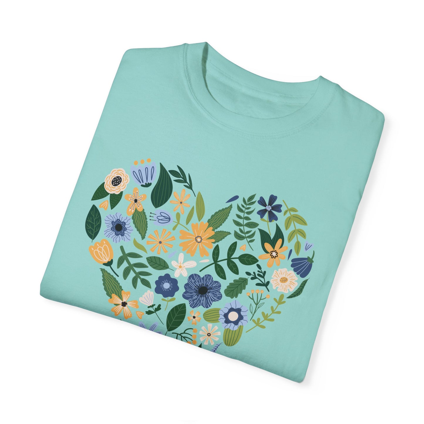 Blue Flowers Heart - Comfort Colors Shirt