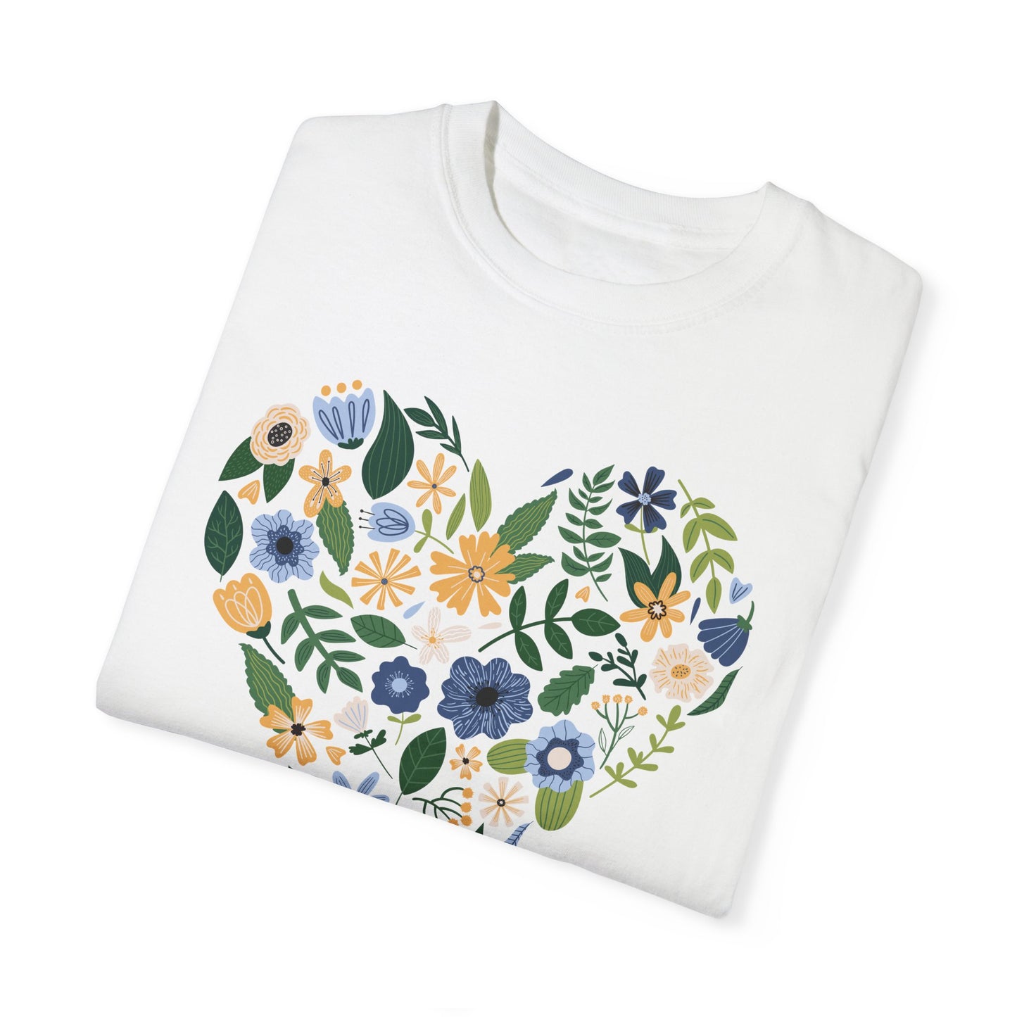 Blue Flowers Heart - Comfort Colors Shirt