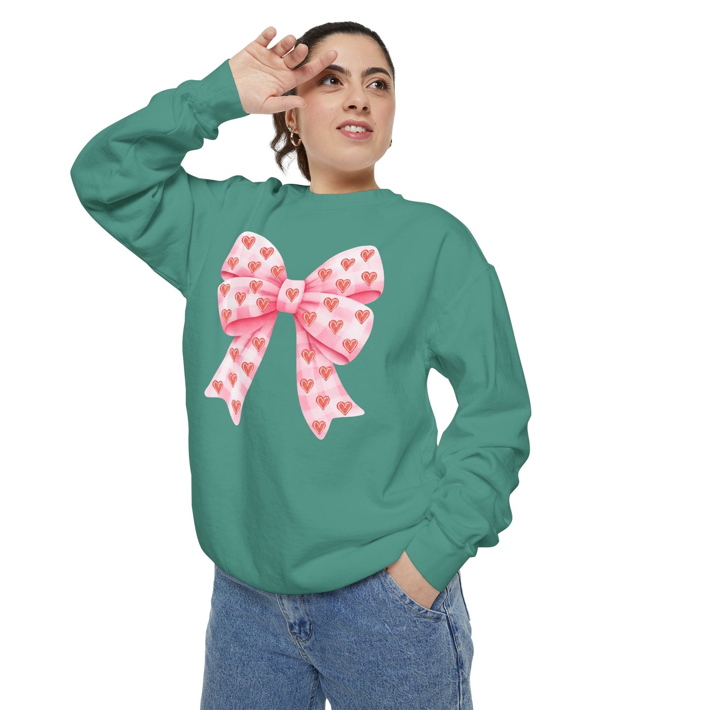 Pink Bow & Hearts - Comfort Colors Sweatshirt