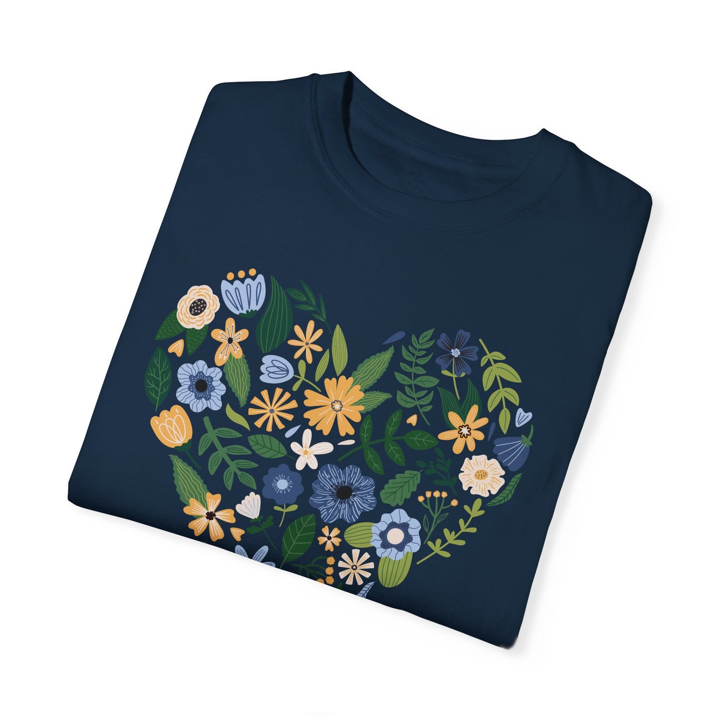 Blue Flowers Heart - Comfort Colors Shirt