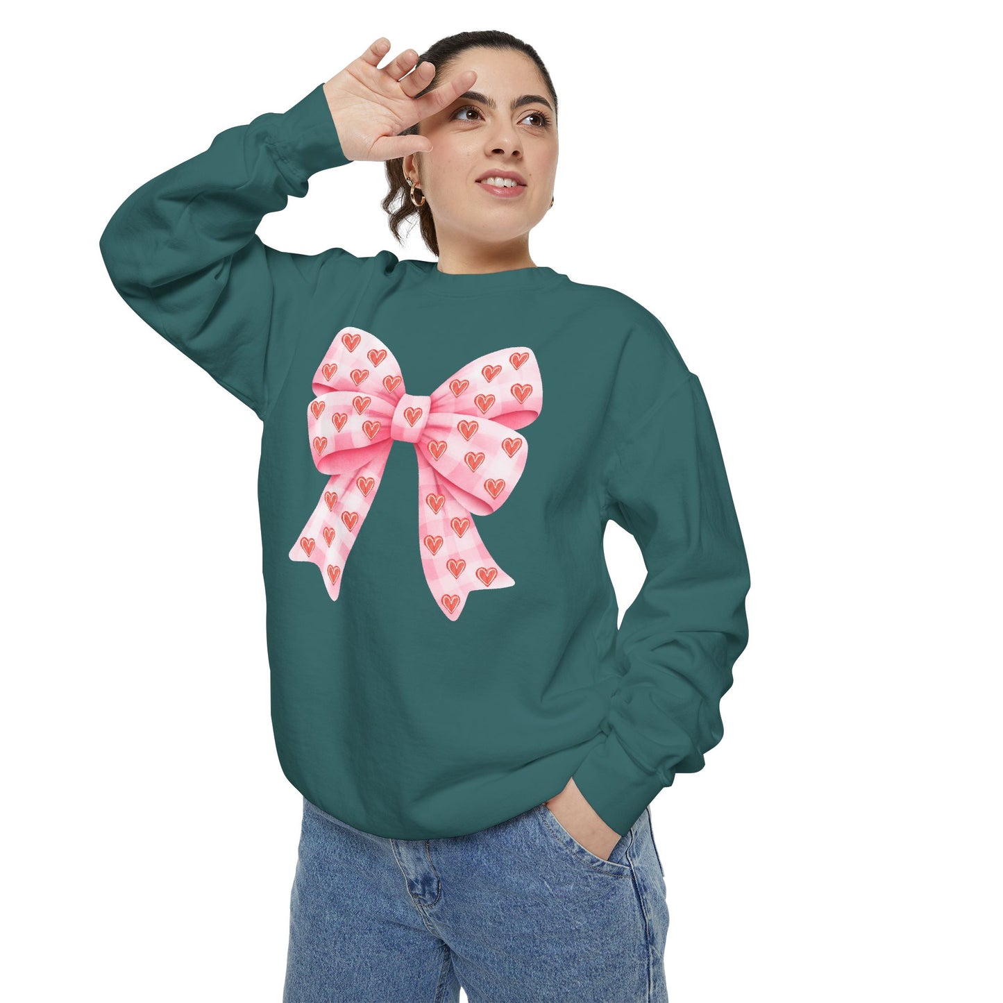 Pink Bow & Hearts - Comfort Colors Sweatshirt