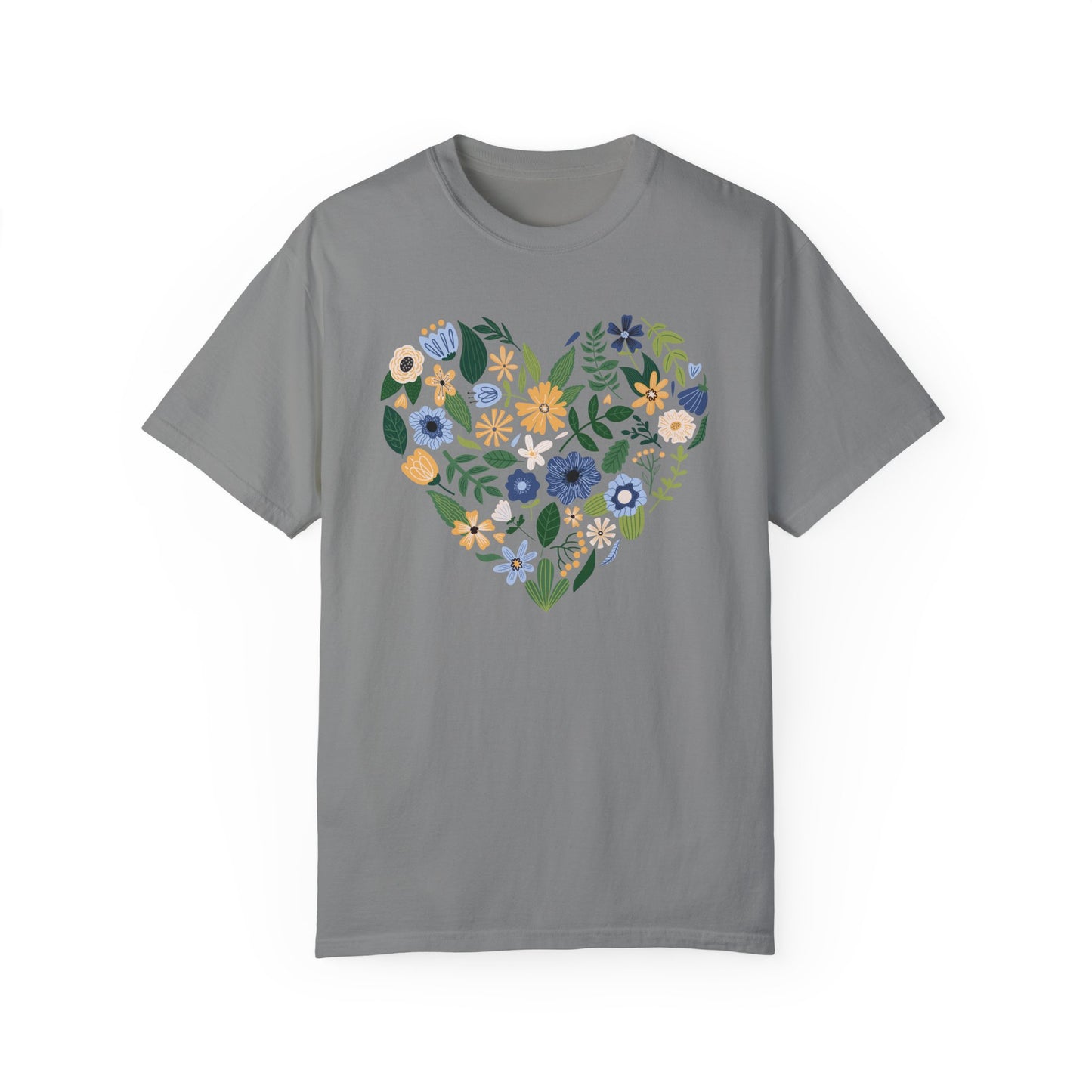 Blue Flowers Heart - Comfort Colors Shirt