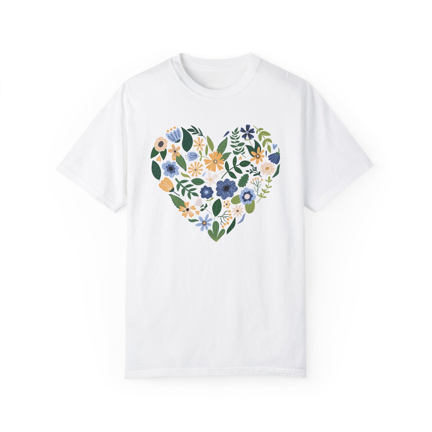 Blue Flowers Heart - Comfort Colors Shirt