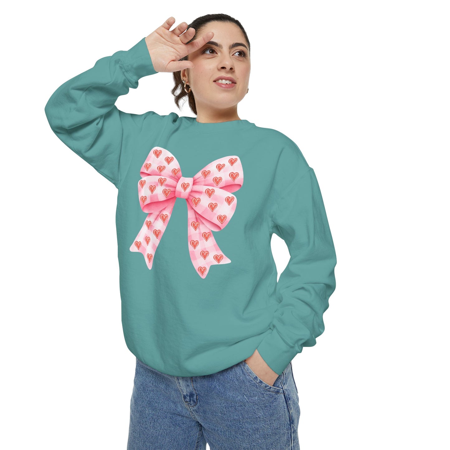 Pink Bow & Hearts - Comfort Colors Sweatshirt