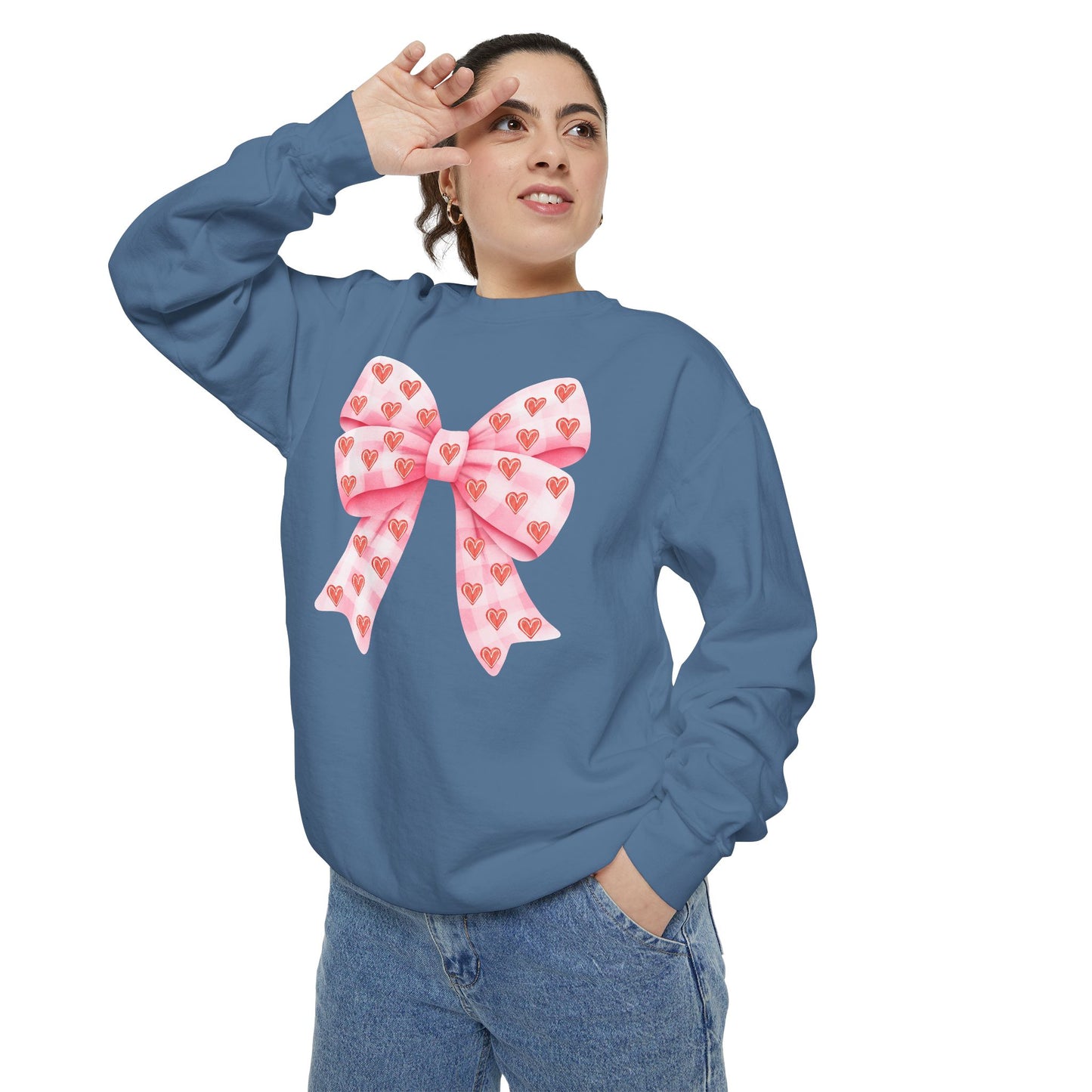 Pink Bow & Hearts - Comfort Colors Sweatshirt