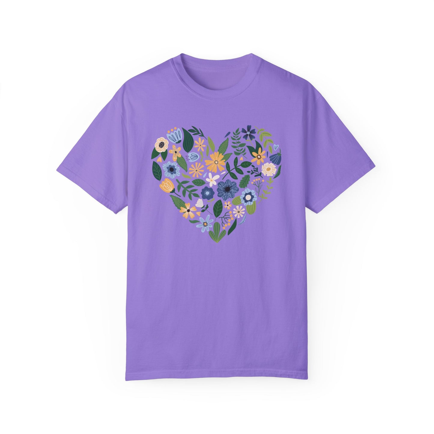 Blue Flowers Heart - Comfort Colors Shirt