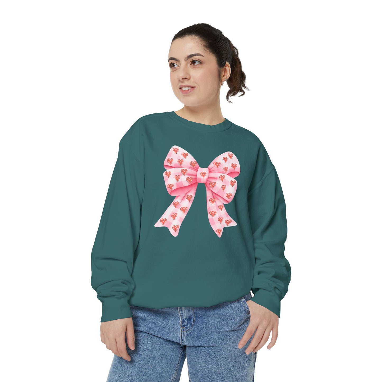 Pink Bow & Hearts - Comfort Colors Sweatshirt