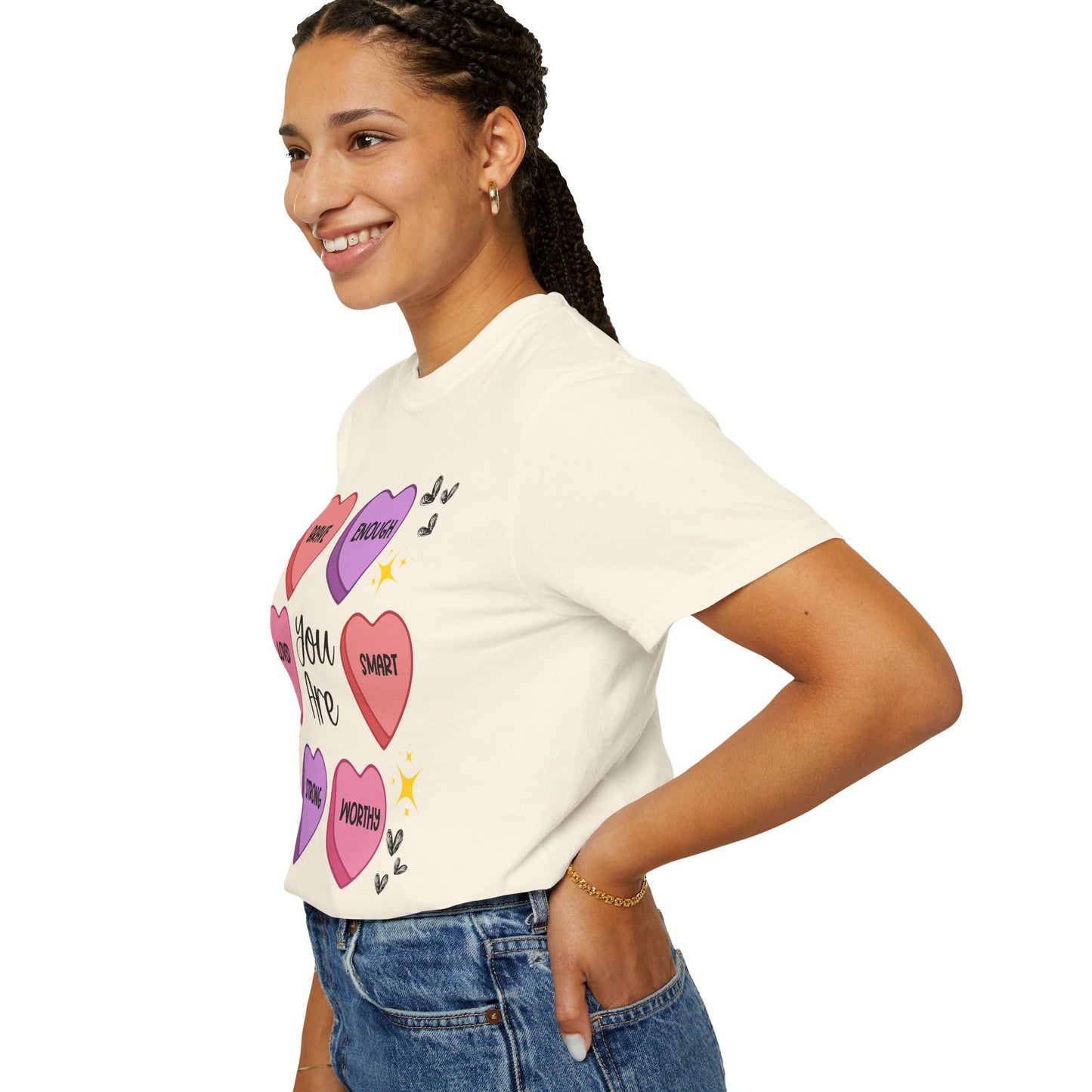 Candy Heart Affirmations - Comfort Colors Shirt