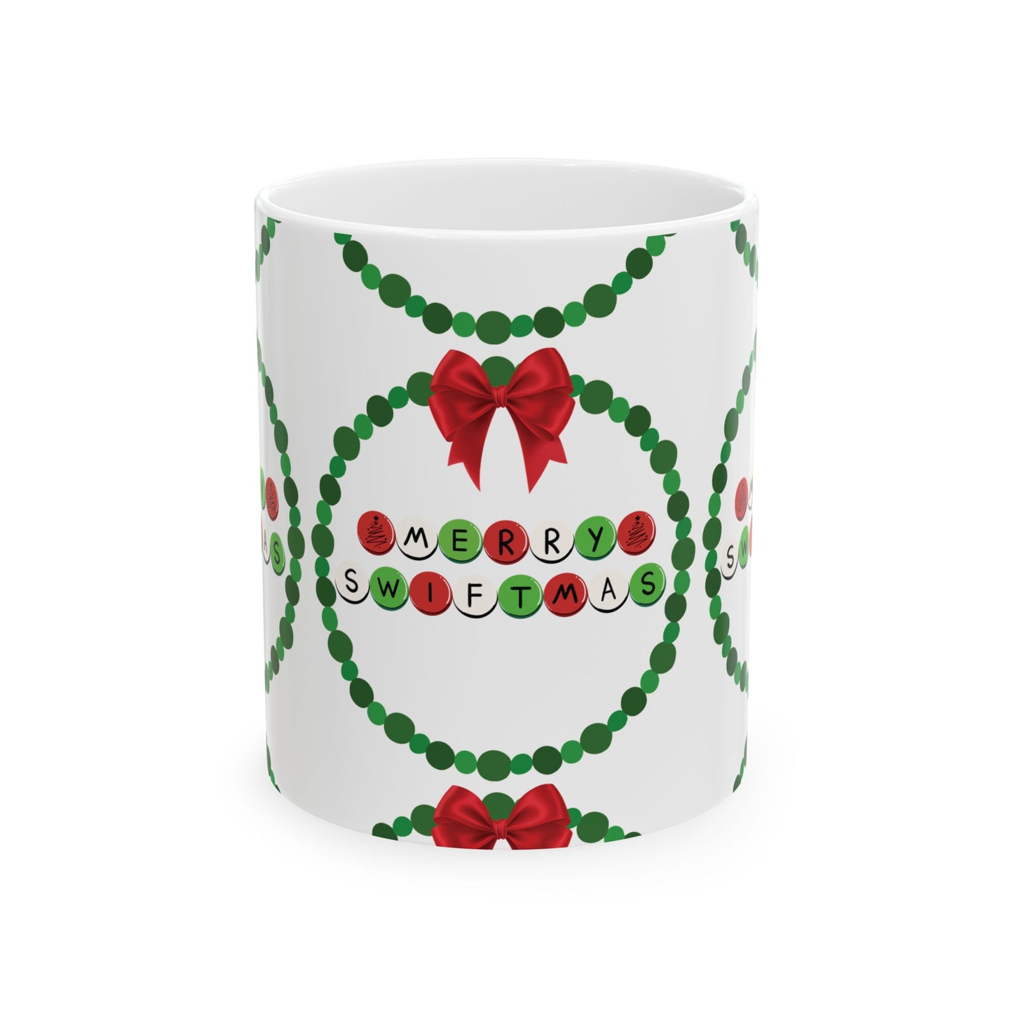 Merry Swiftmas - Friendship Bracelet Wreath - Ceramic Mug, (11oz, 15oz)