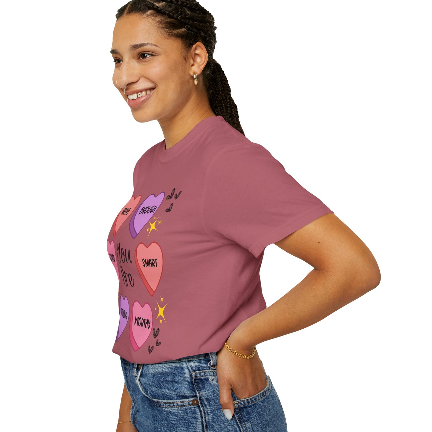 Candy Heart Affirmations - Comfort Colors Shirt