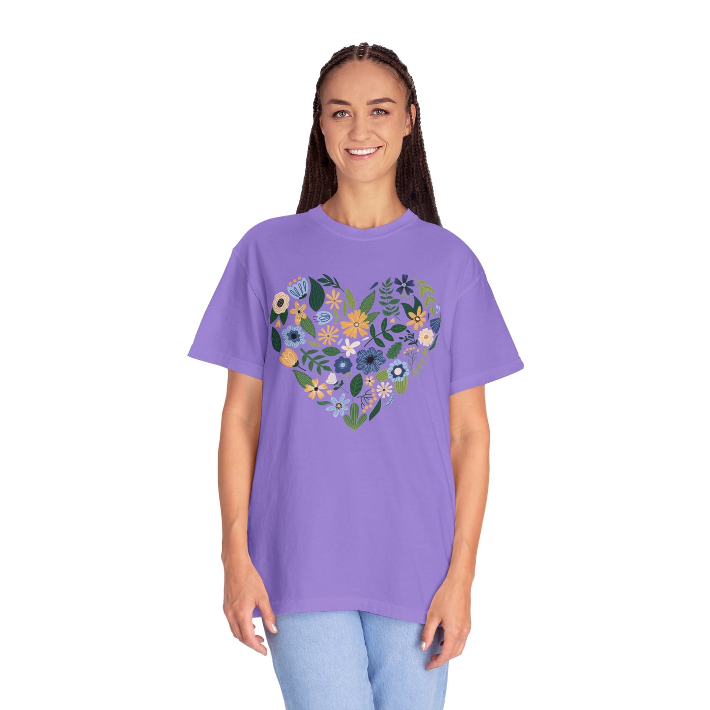Blue Flowers Heart - Comfort Colors Shirt