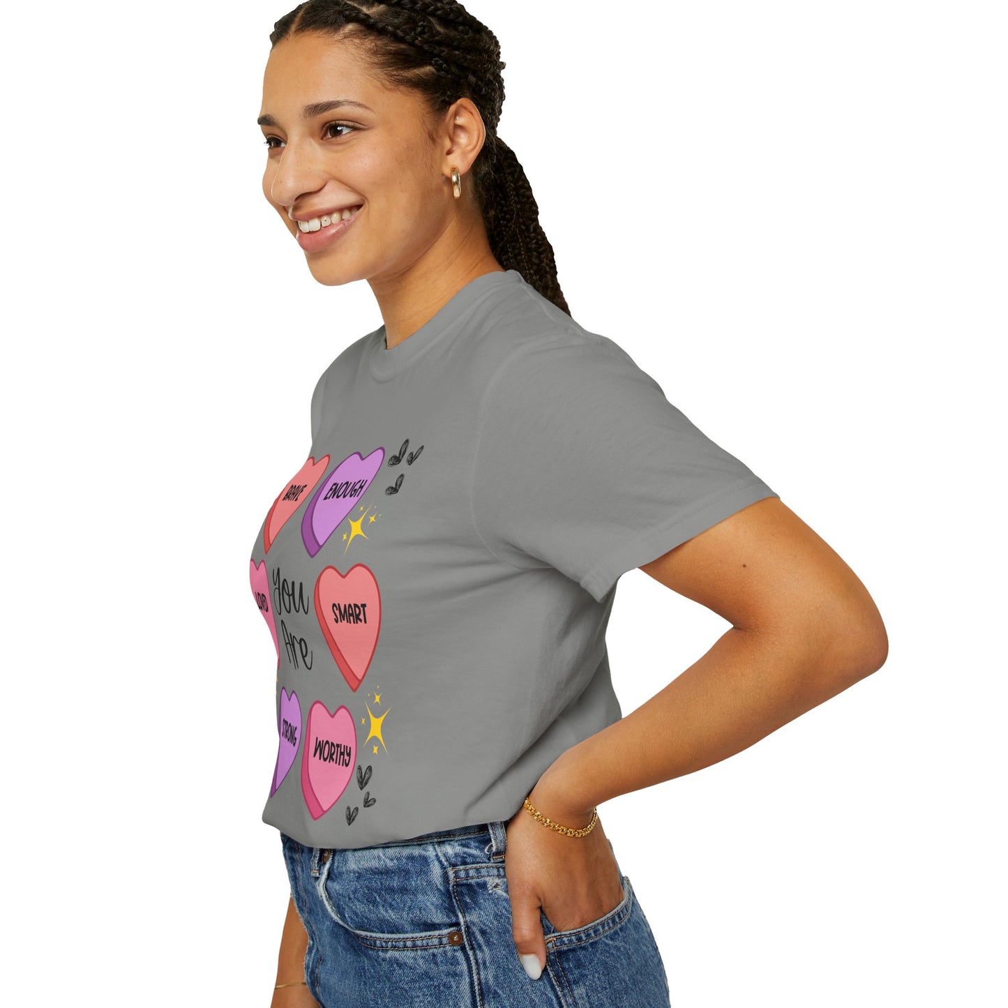 Candy Heart Affirmations - Comfort Colors Shirt