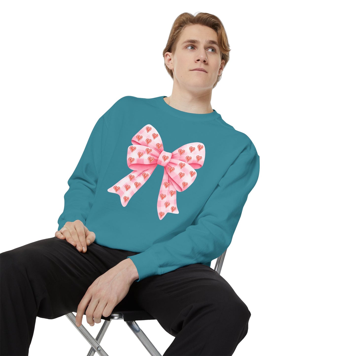 Pink Bow & Hearts - Comfort Colors Sweatshirt