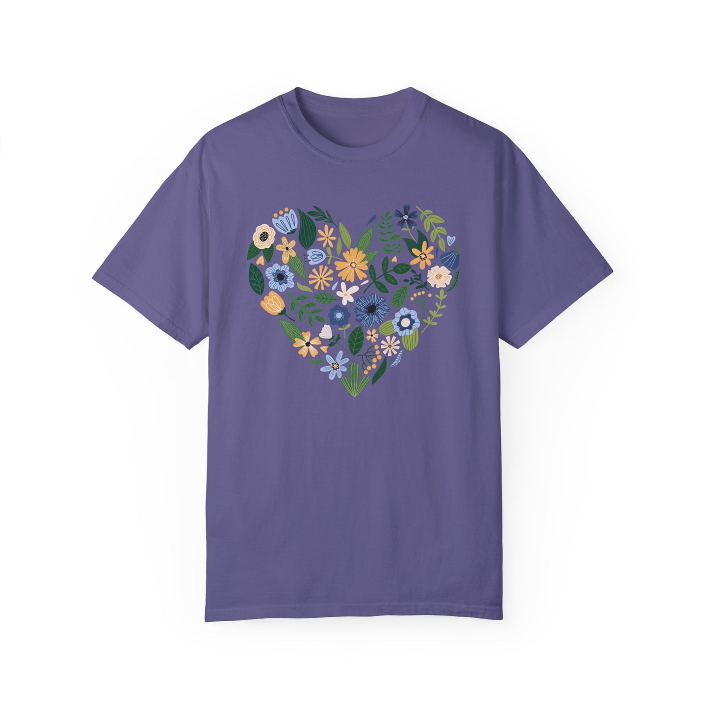 Blue Flowers Heart - Comfort Colors Shirt