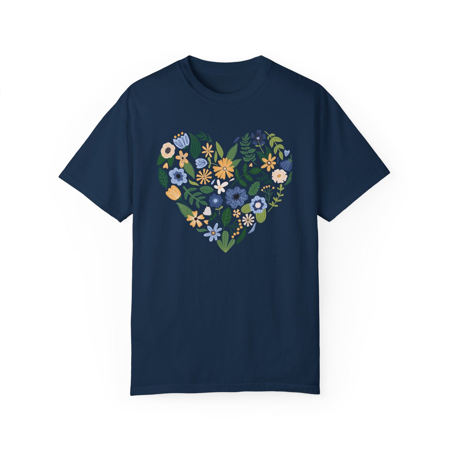 Blue Flowers Heart - Comfort Colors Shirt