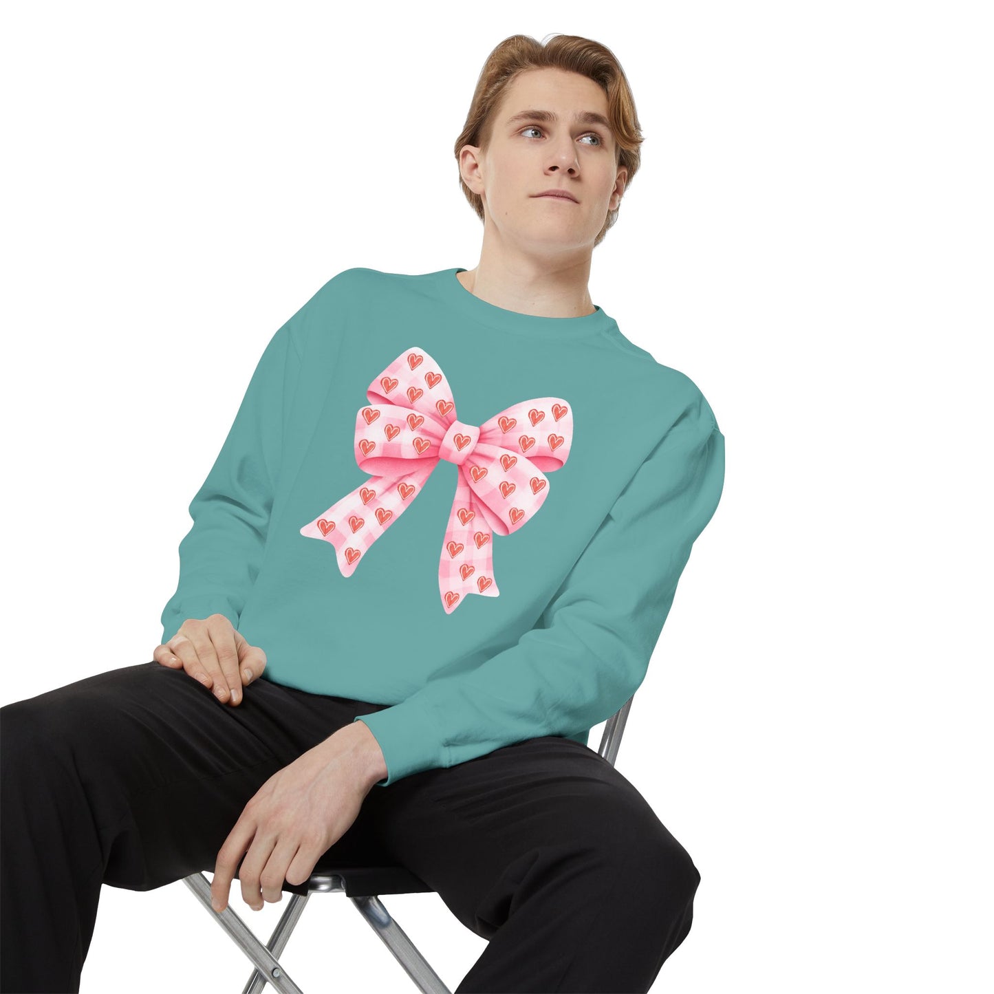 Pink Bow & Hearts - Comfort Colors Sweatshirt