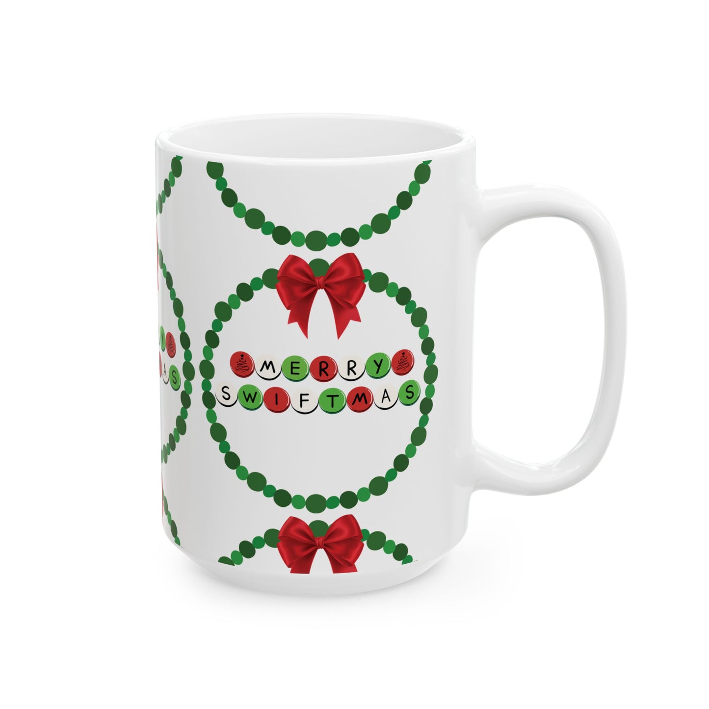 Merry Swiftmas - Friendship Bracelet Wreath - Ceramic Mug, (11oz, 15oz)
