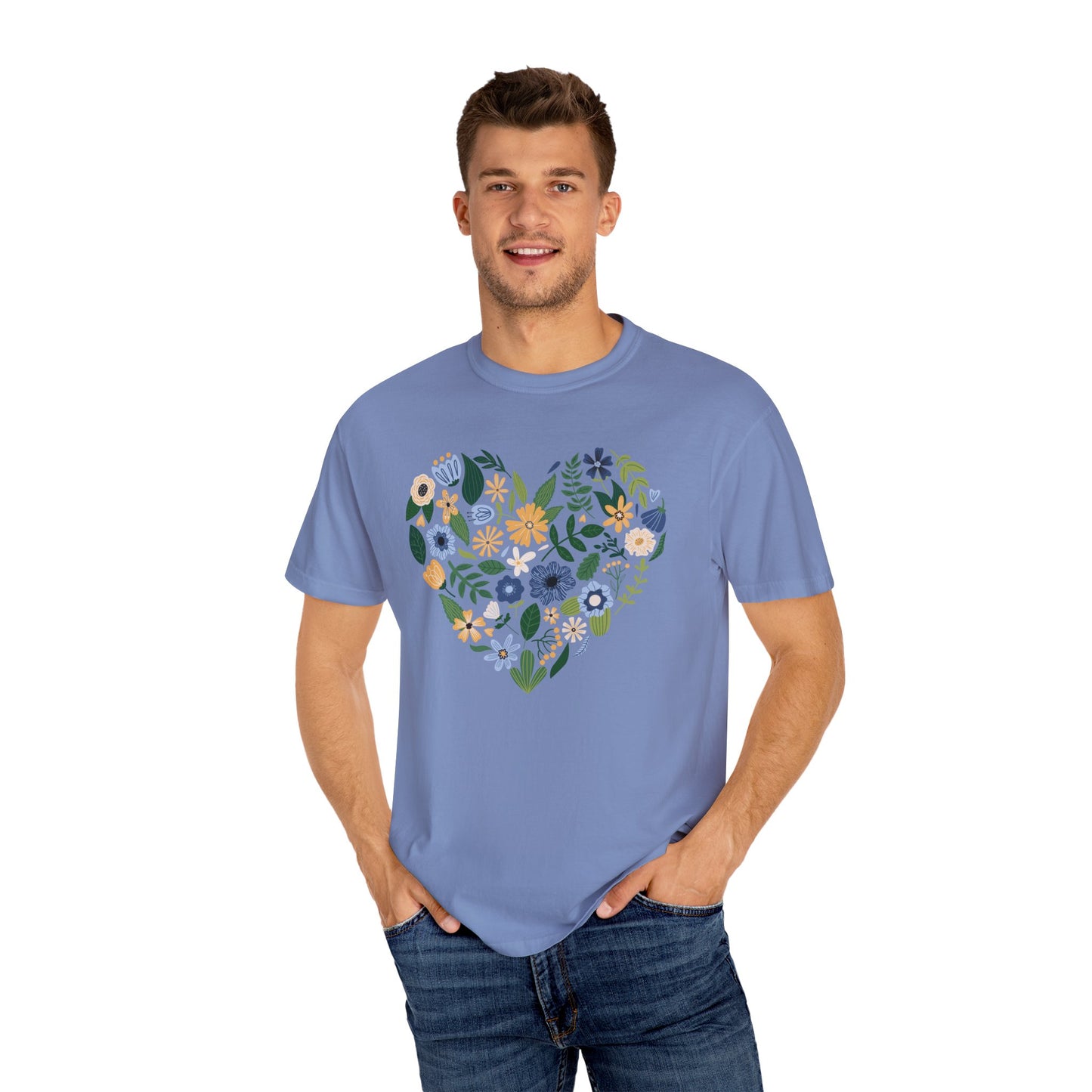 Blue Flowers Heart - Comfort Colors Shirt