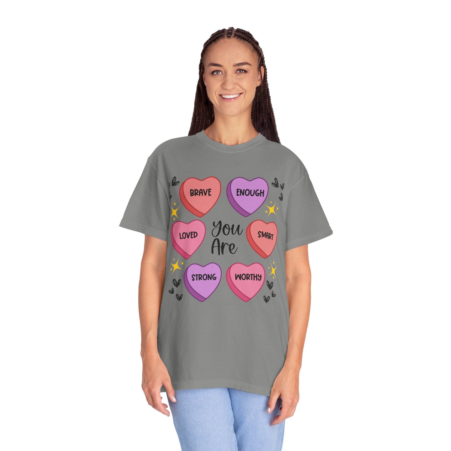 Candy Heart Affirmations - Comfort Colors Shirt
