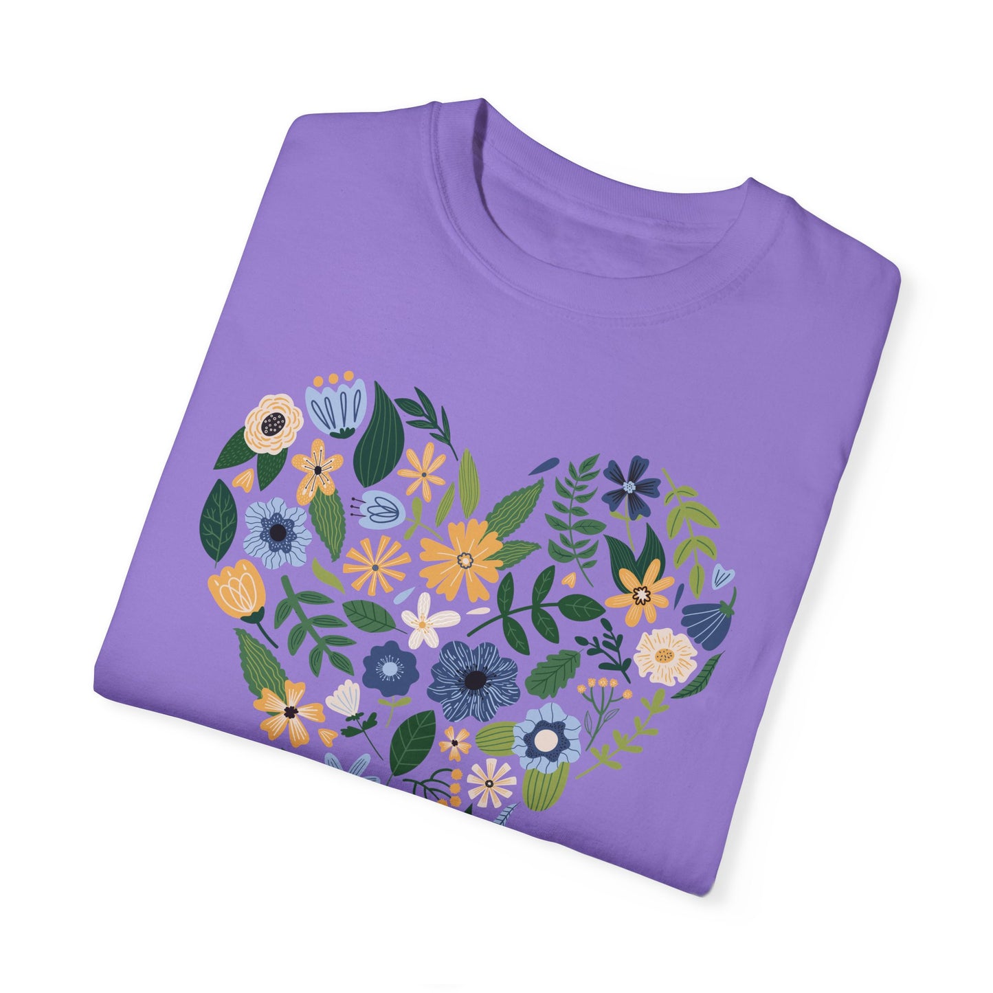 Blue Flowers Heart - Comfort Colors Shirt