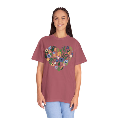 Blue Flowers Heart - Comfort Colors Shirt