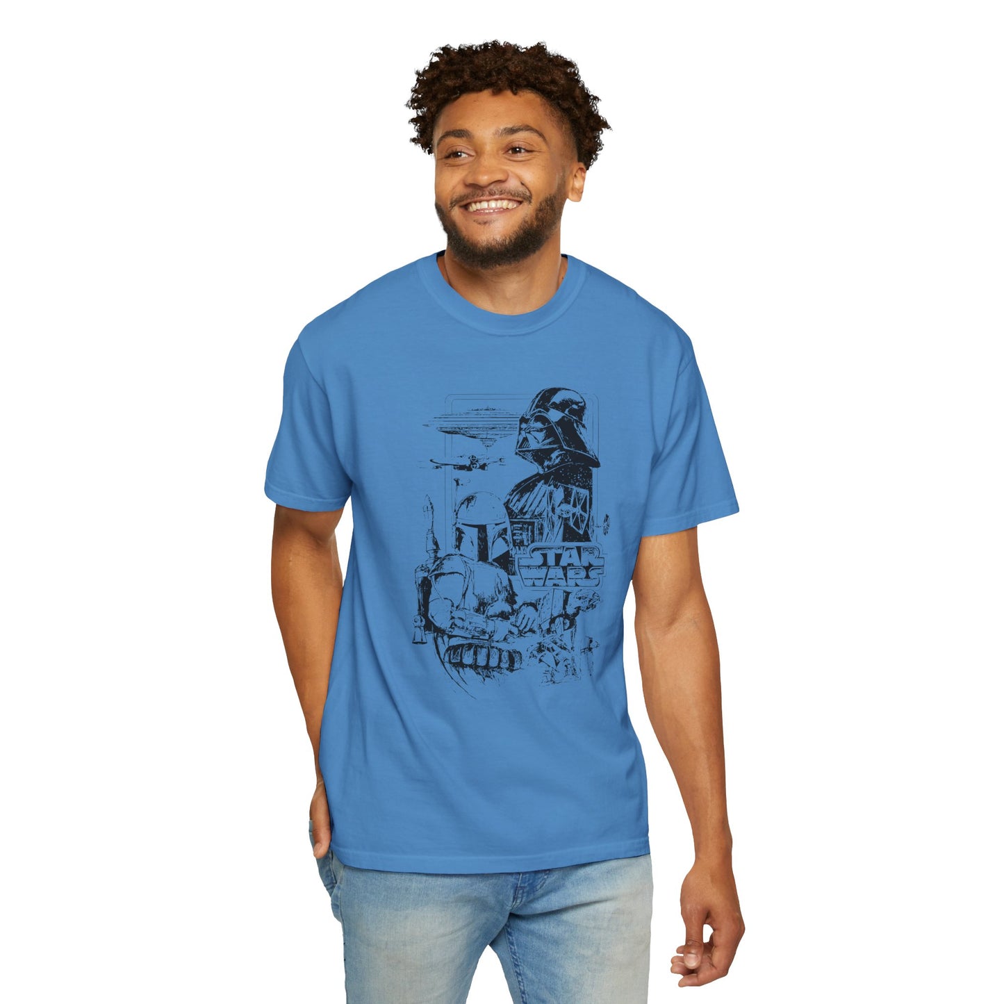 Star Wars Black Line Drawing - Comfort Colors Shirt