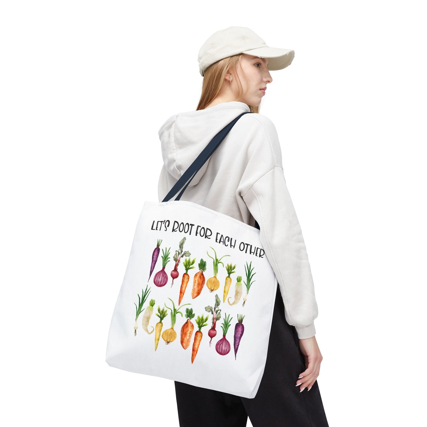 Let's Root for Each Other Tote Bag - Colorful Vegetable Design