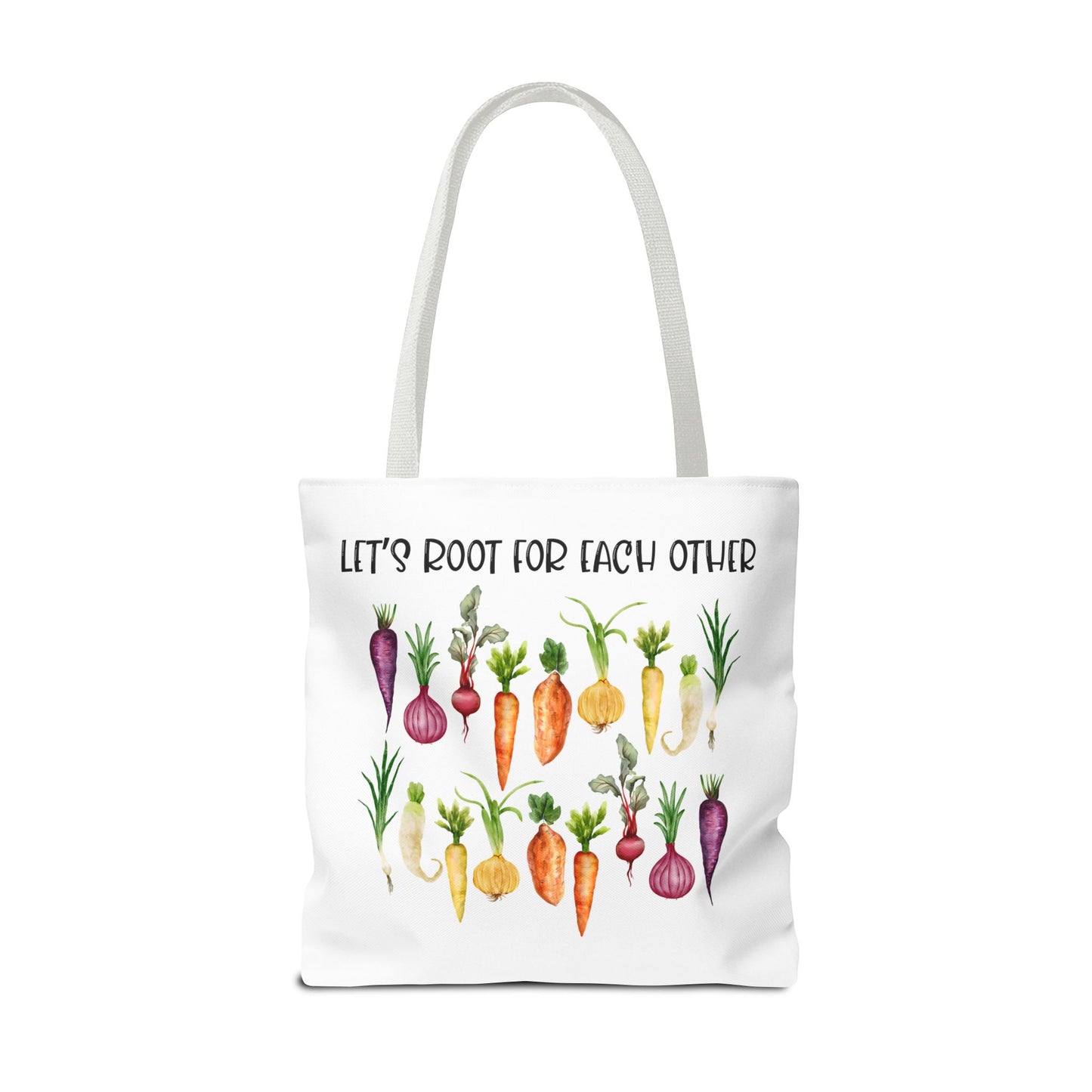 Let's Root for Each Other Tote Bag - Colorful Vegetable Design