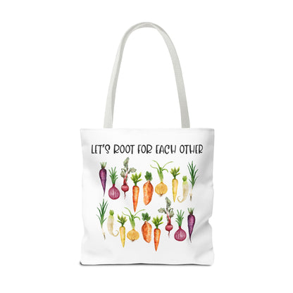 Let's Root for Each Other Tote Bag - Colorful Vegetable Design