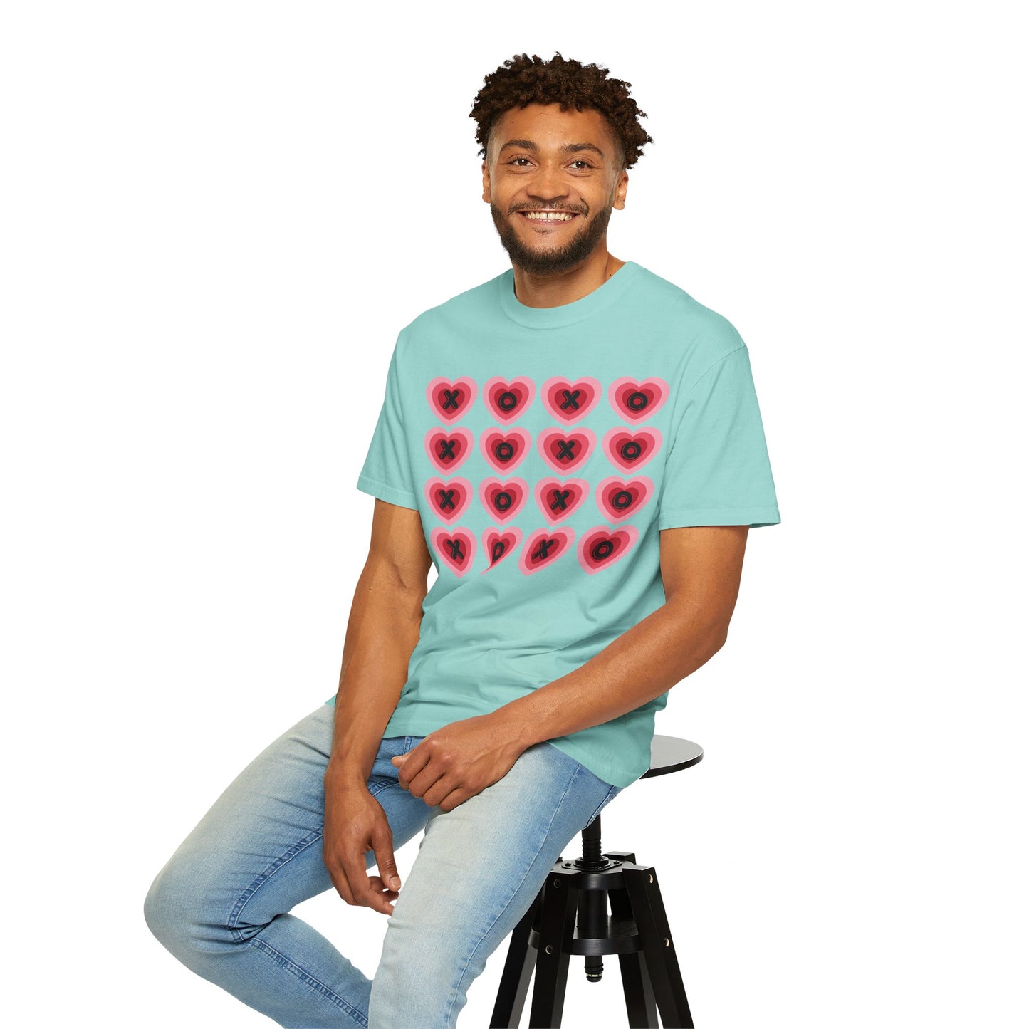 Retro Heart X's and O's - Comfort Colors Shirt
