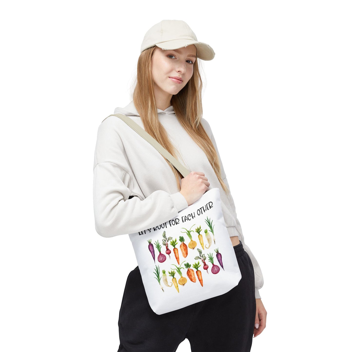 Let's Root for Each Other Tote Bag - Colorful Vegetable Design