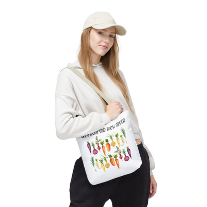 Let's Root for Each Other Tote Bag - Colorful Vegetable Design