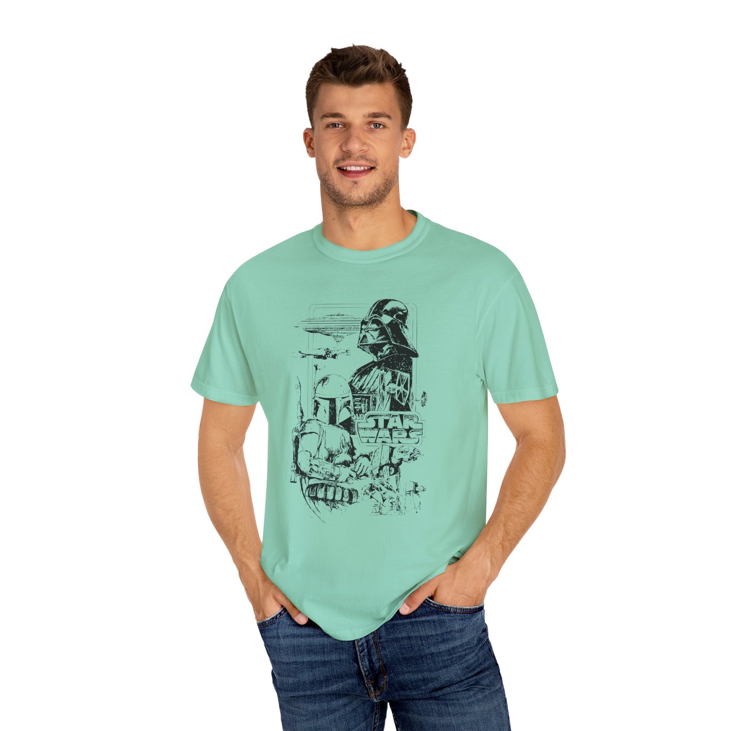Star Wars Black Line Drawing - Comfort Colors Shirt